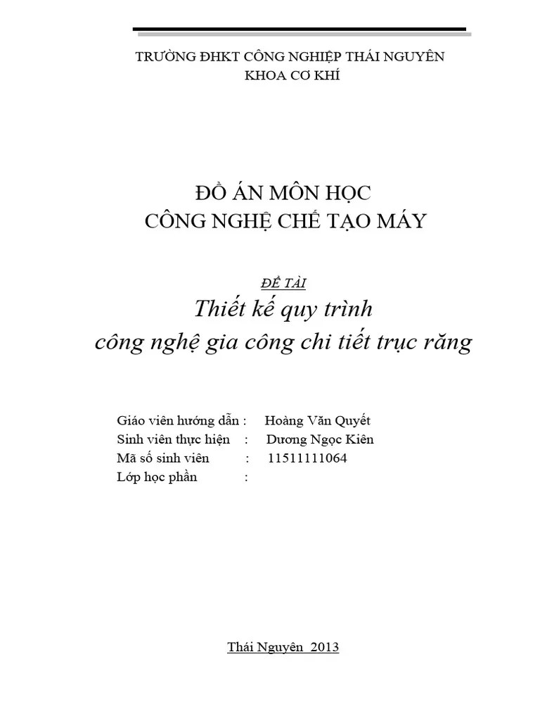 (123doc) - Do-An-Thiet-Ke-Quy-Trinh-Gia-Cong-Truc-Rang | PDF