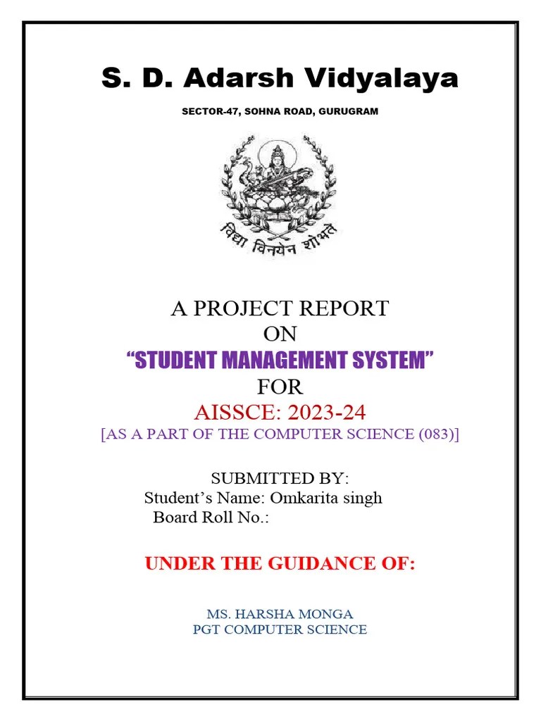 Student Management System Menu Driven Project | PDF
