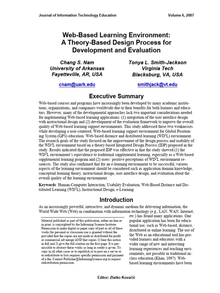 Web-Based Learning Environment | PDF