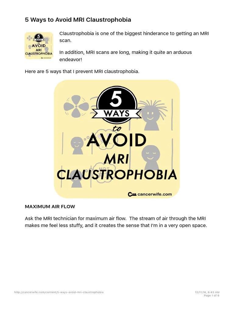 5 Ways To Avoid MRI Claustrophobia Cancerwife | PDF