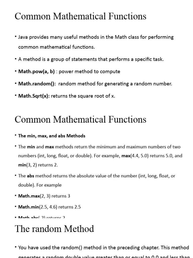Chapter 4 Mathematical Functions | PDF