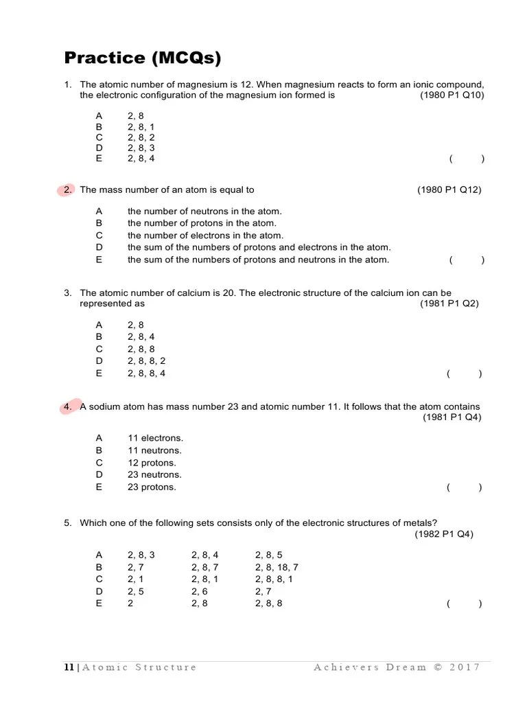 1 - Atomic Structure - Week 1 | PDF
