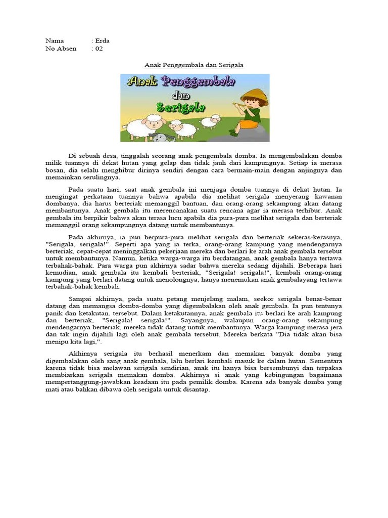 Dongeng Penggembala Domba Dan Serigala | PDF