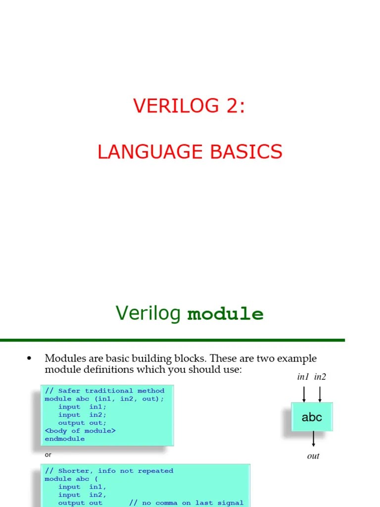 Verilog Basic Syntax And Examples | PDF