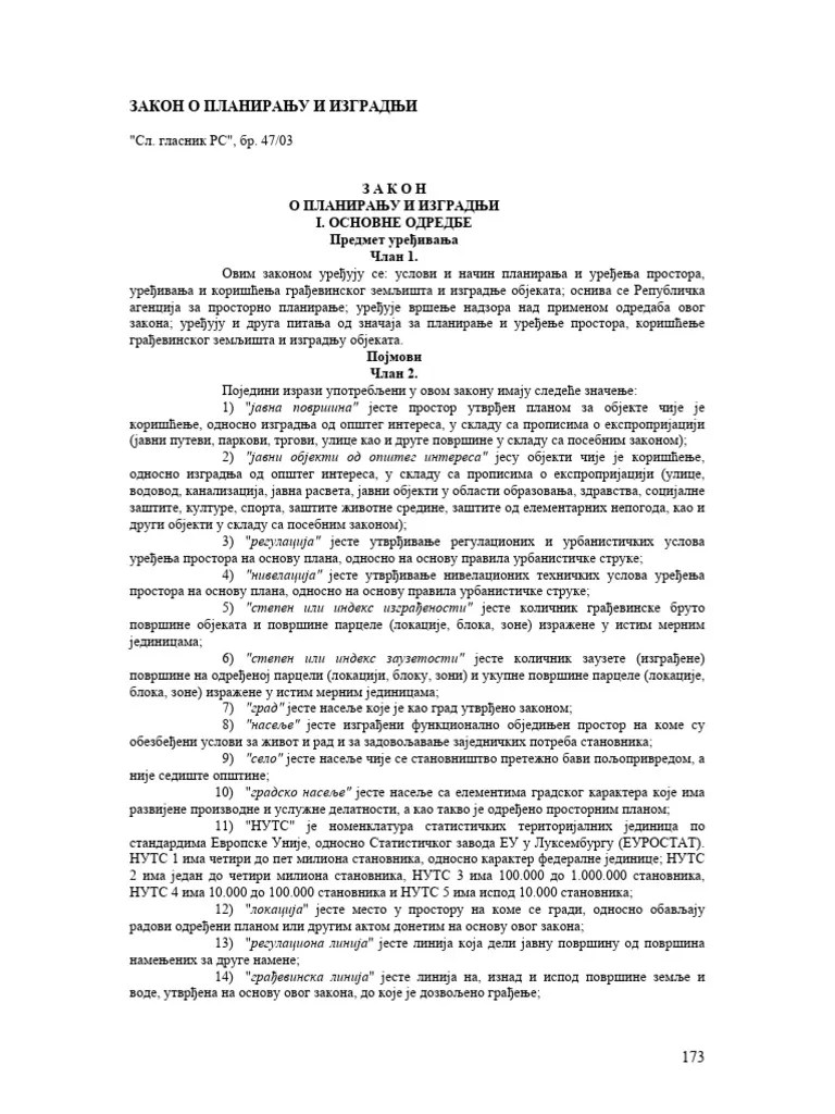 Zakon O Plairanju I Izgradnji 111 | PDF
