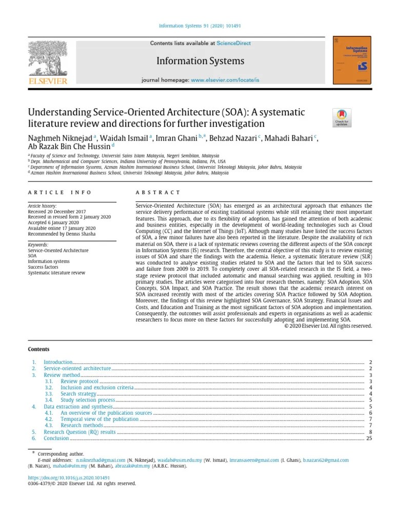 Understanding Service-Oriented Architecture (SOA) A Systematic ...