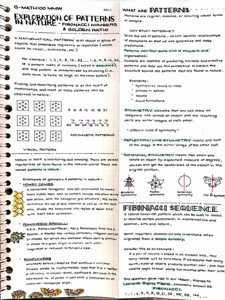 Exploration Of Patterns In Nature - Fibonacci Numbers & Golden Ratio | PDF