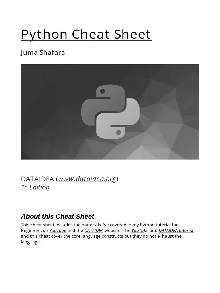 Python Cheat Sheet | PDF | Python (Programming Language) | Boolean Data ...