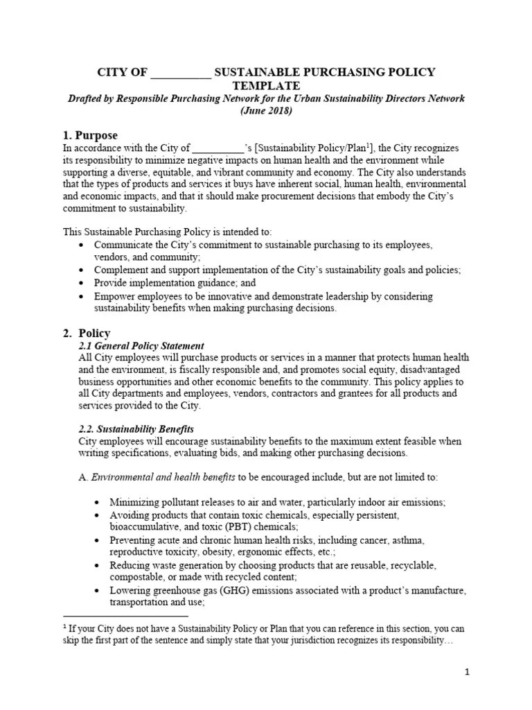 Template Sustainable Procurement | PDF