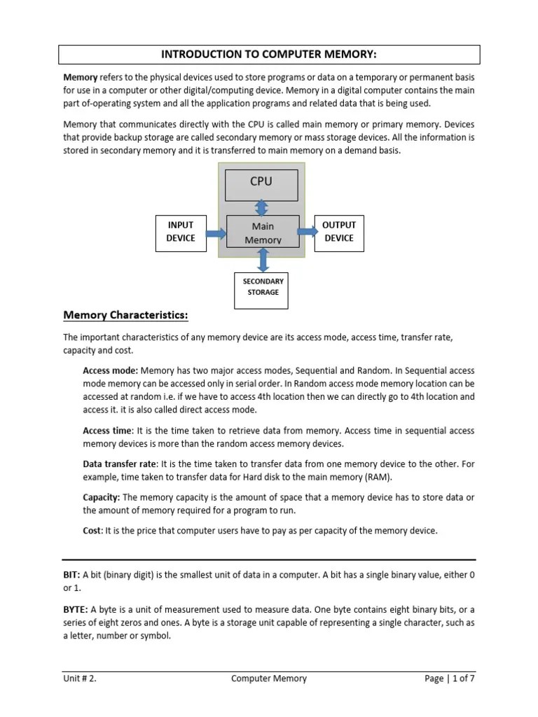 Computer CH 2 | PDF | Computer Data Storage | Random Access Memory