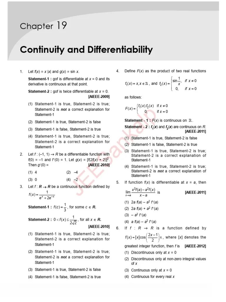 19.continuity And Differentiability - Watermark | PDF | Function ...