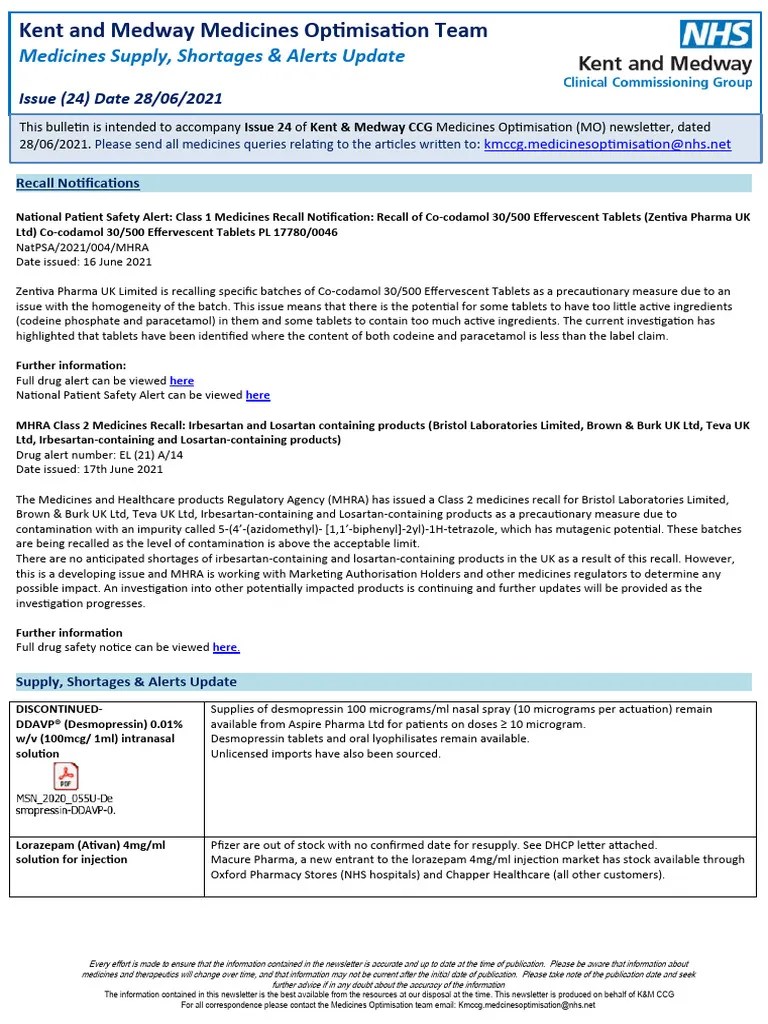 Supply shortages alerts update issue 24