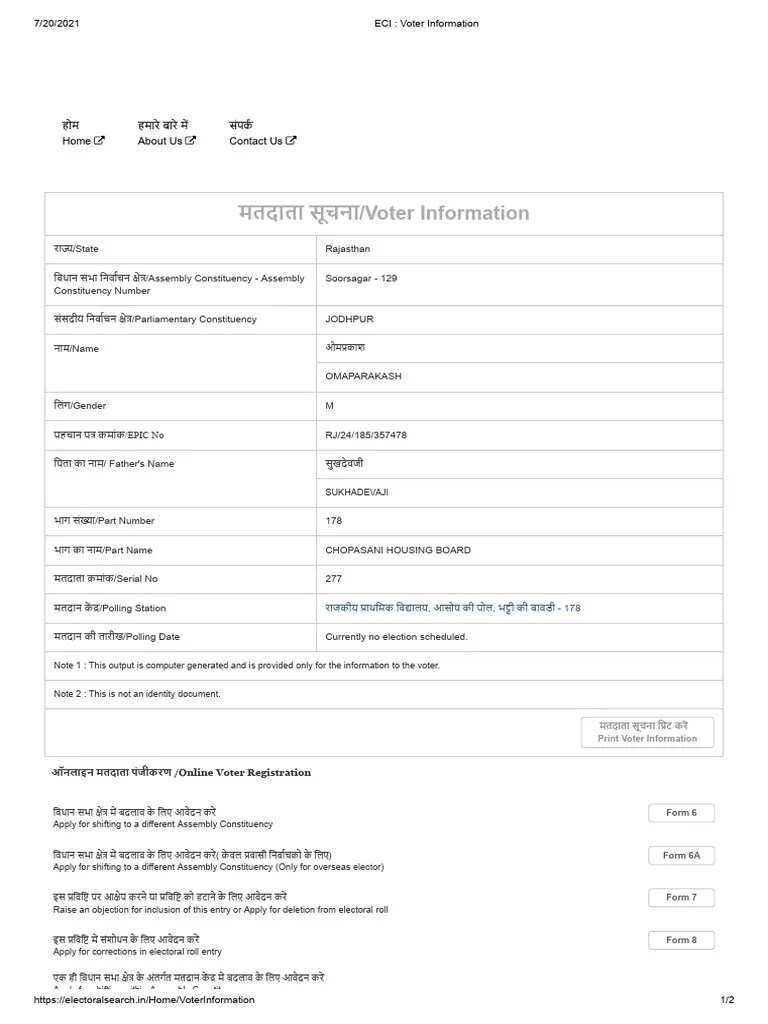 ECI _ Voter Information | PDF