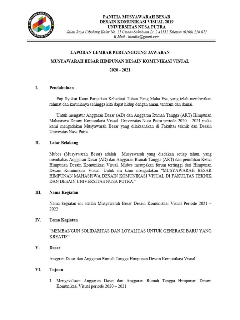 Laporan Lembar Pertanggung Jawaban Periode 2019 - 2020 | PDF