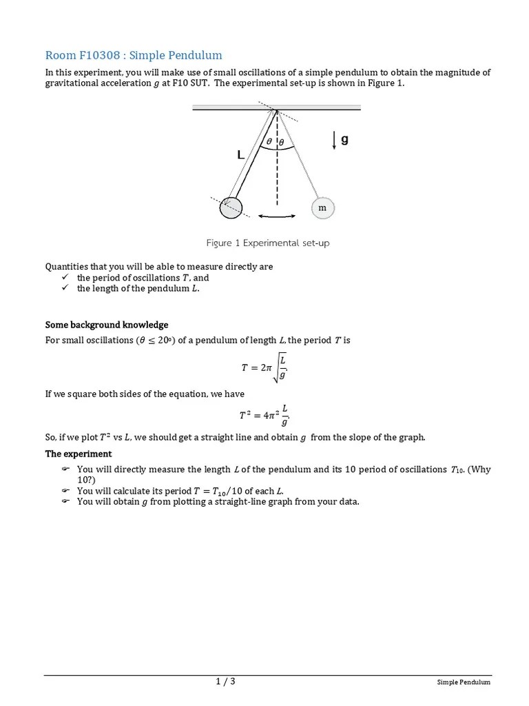 Prelabf10308-simple-pendulum-eng | PDF | Pendulum | Slope