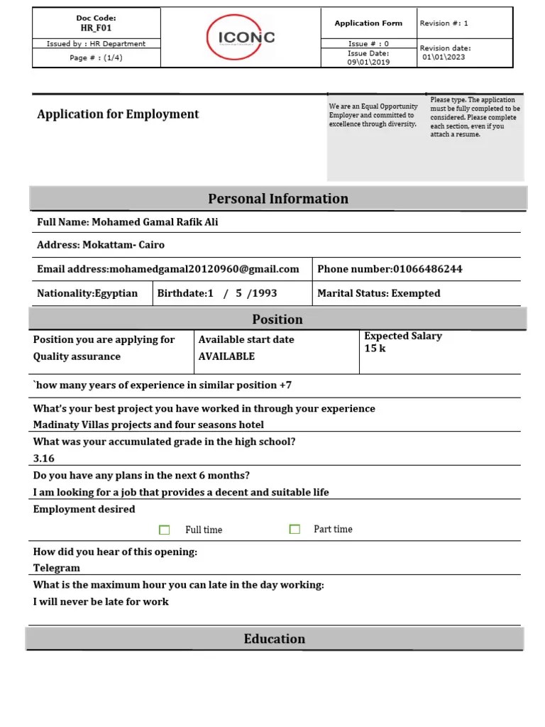 01 - Application Form | PDF