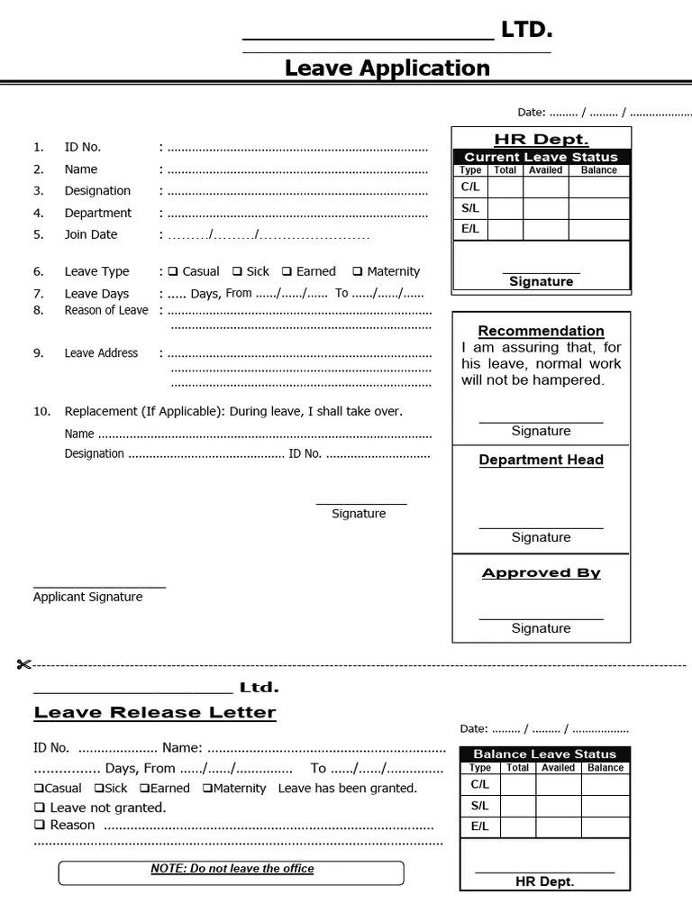 Leave Application Form | PDF