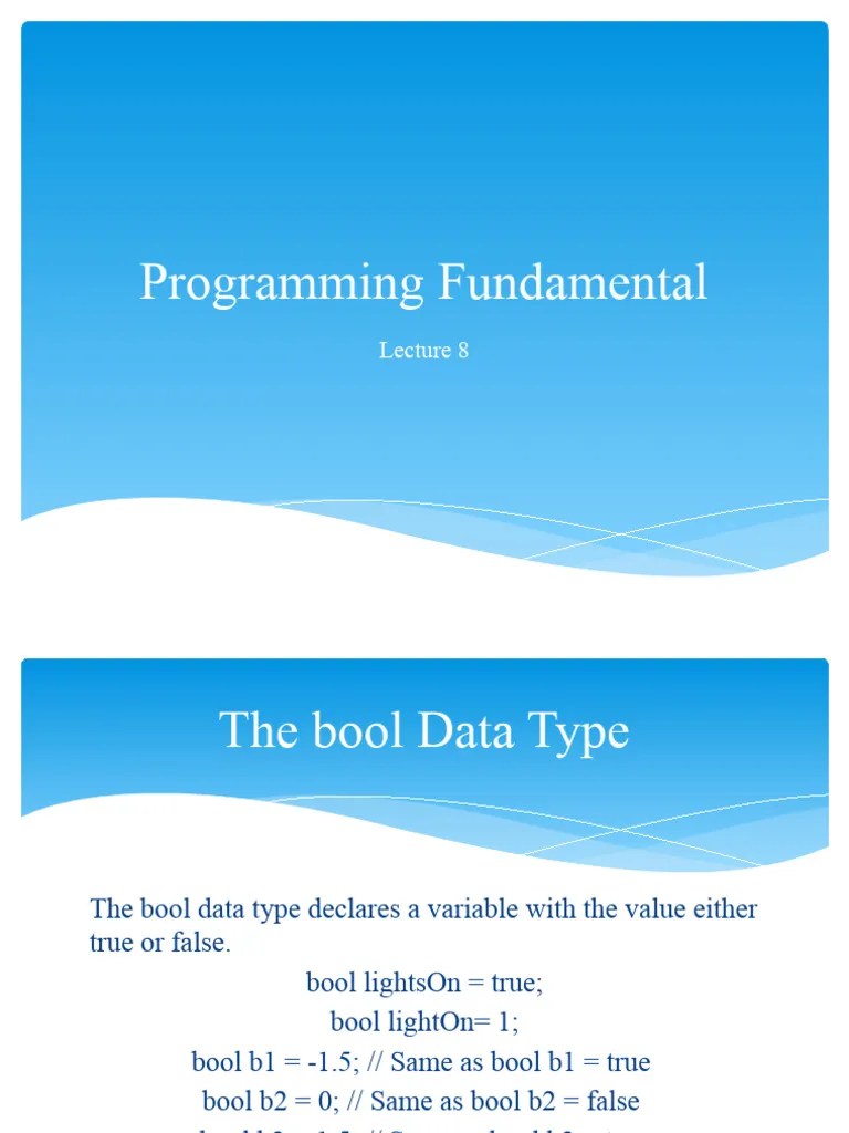 Lec 8 PF | PDF | Boolean Data Type | Computer Data