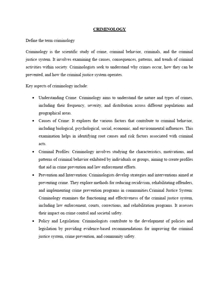 Criminology Notes | PDF | Criminology | Crimes