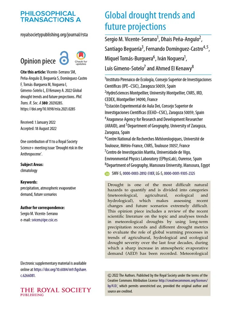 Global Drought Trends And Future Projections | PDF | Drought | Climate
