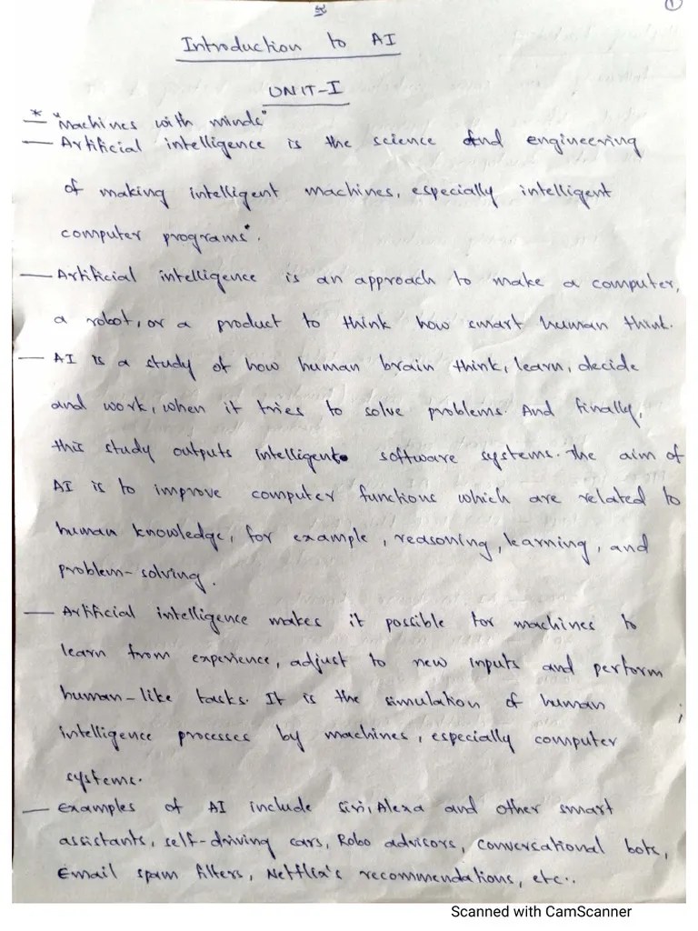 Introduction To Artificial Intelligence UNIT-I Notes | PDF