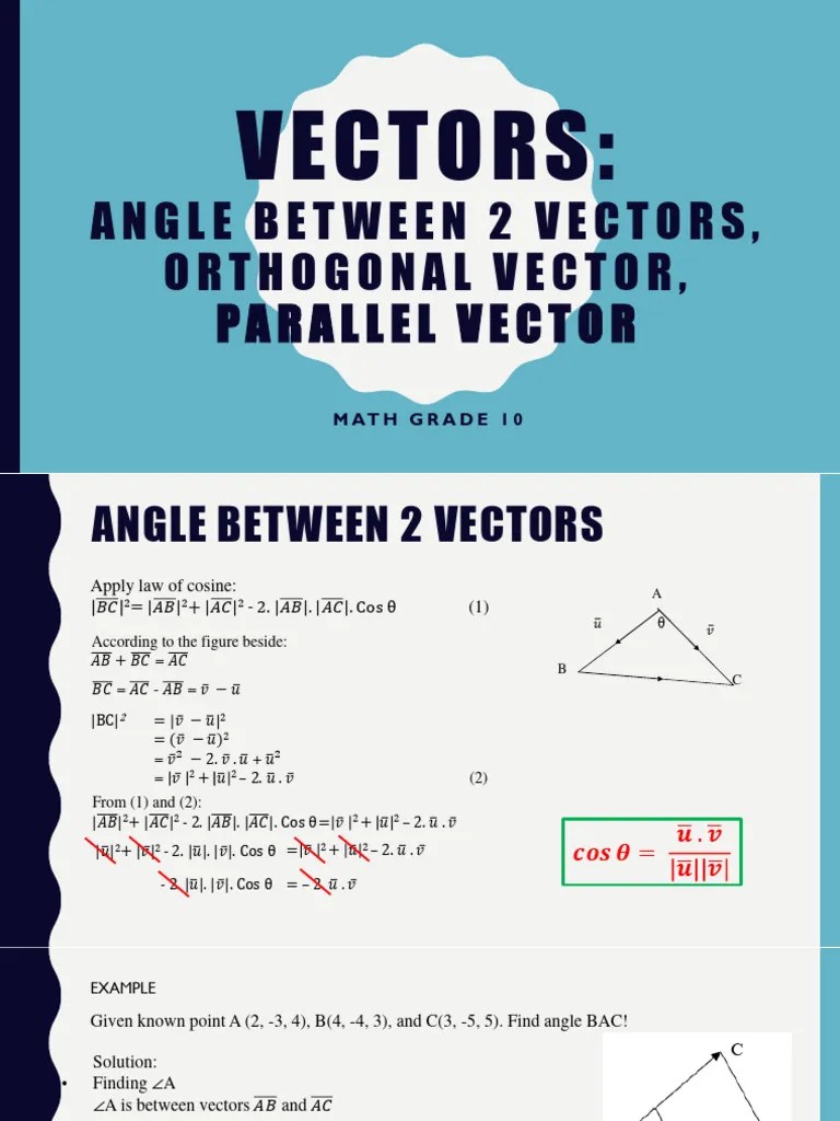 Vectors 4 - Angle | PDF | Euclidean Vector | Mathematical Analysis