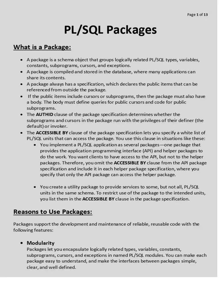 PLSQL Packages | PDF