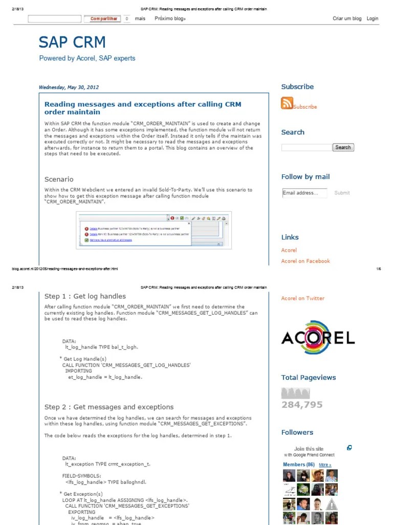 SAP CRM - Reading Messages And Exceptions After Calling CRM Order ...