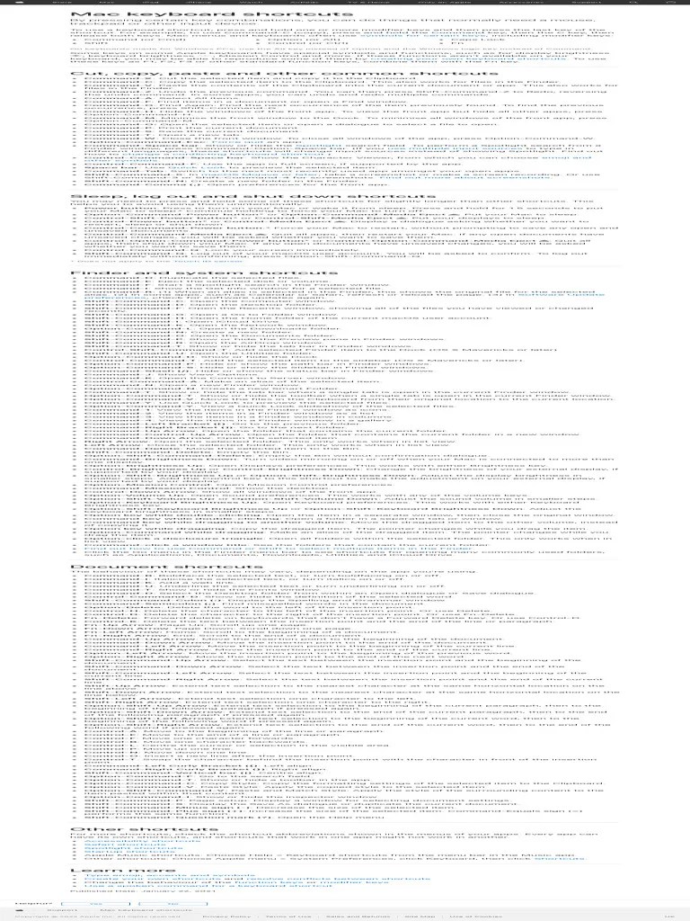 Mac Keyboard Shortcuts - Apple Support (UK) | PDF | Finder (Software ...