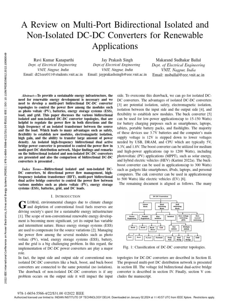 A Review On Multi-Port Bidirectional Isolated And Non-Isolated DC-DC ...