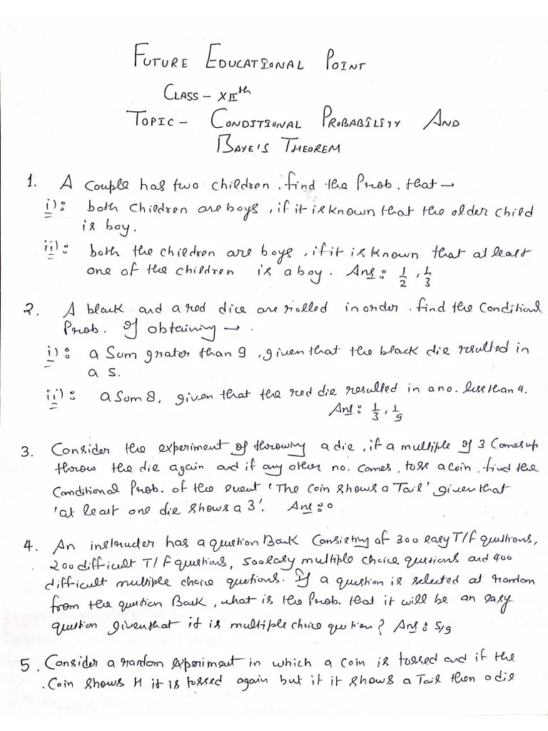 Conditional Probability And Baye's Theorem | PDF