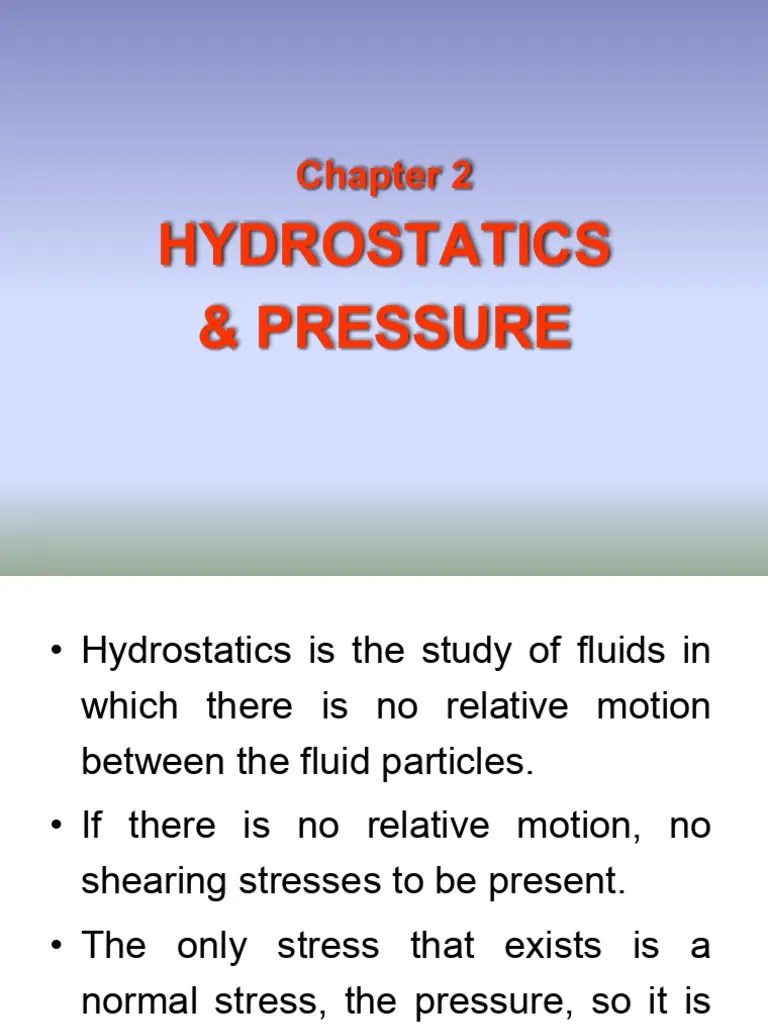 Chapter 2 Hydrostatics And Pressure | PDF | Pressure | Pressure Measurement