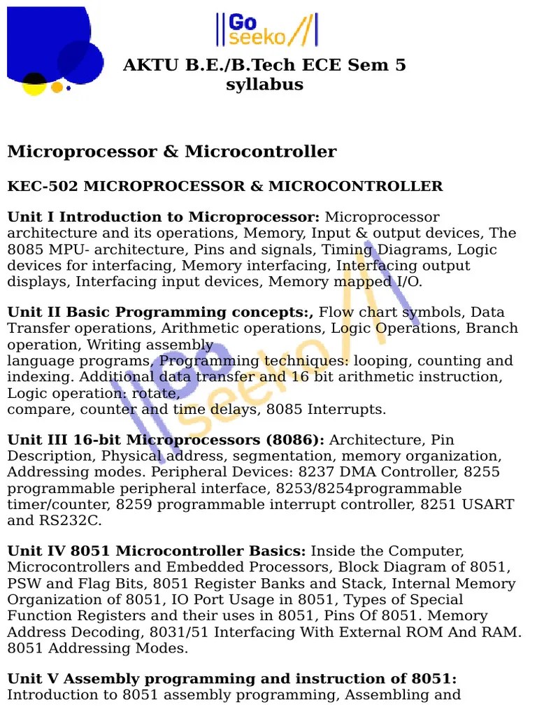 ECE Sem 5 Syllabus | PDF | Microcontroller | Input/Output