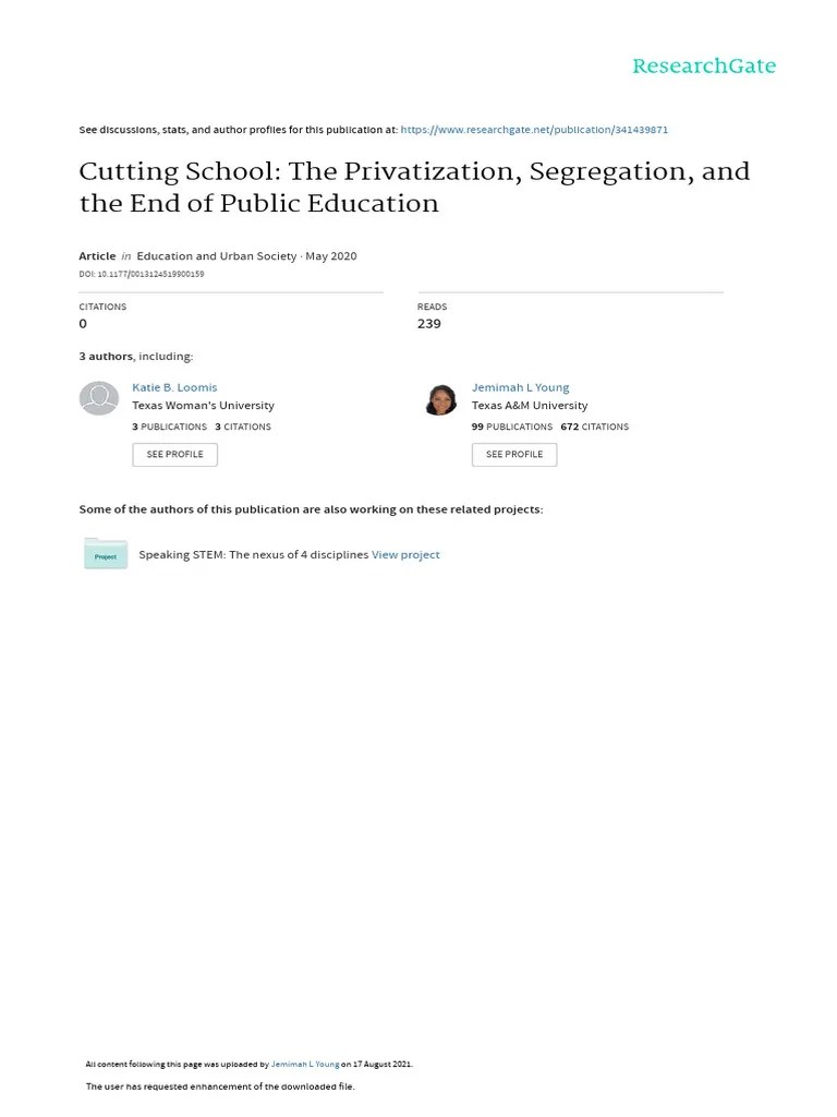 Cutting School: The Privatization, Segregation, And The End Of Public Education | PDF | Brown V ...