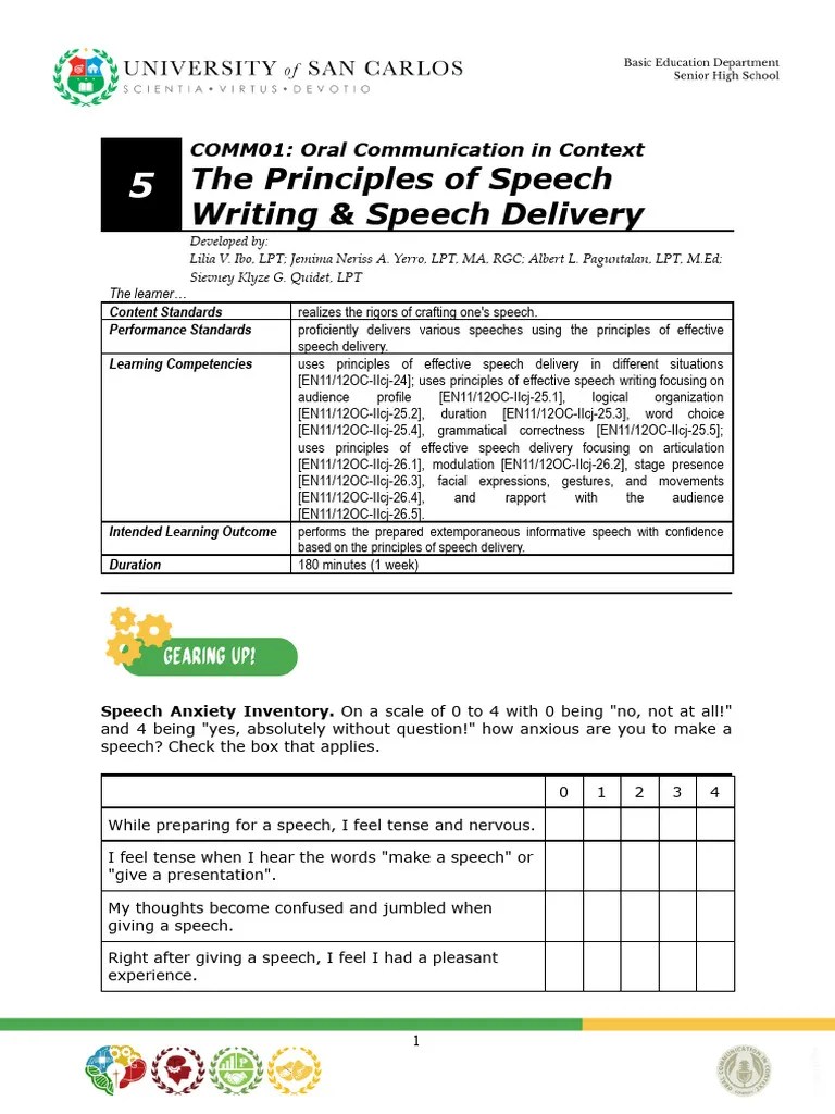 Principles Of Speech Writing And Delivery | PDF | Public Speaking ...