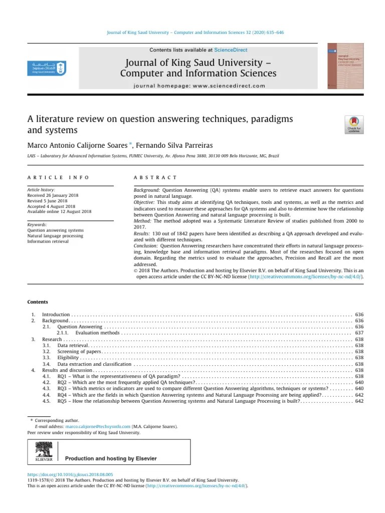 A Review Of Question Answering Techniques | PDF | Accuracy And ...