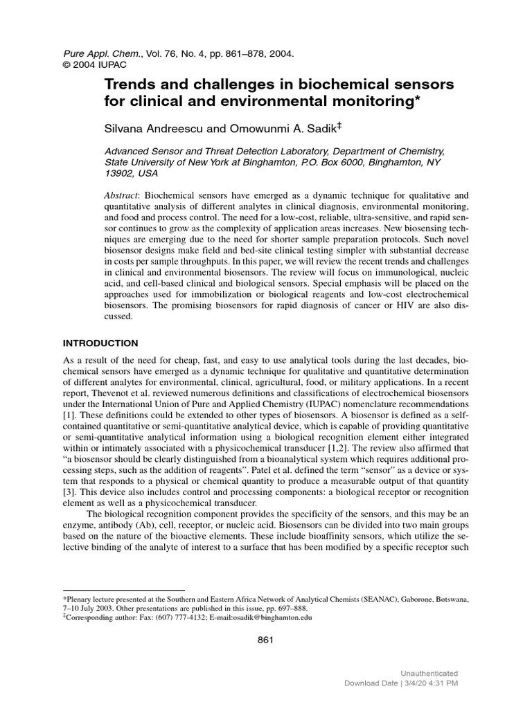 (Pure And Applied Chemistry) Trends And Challenges In Biochemical ...
