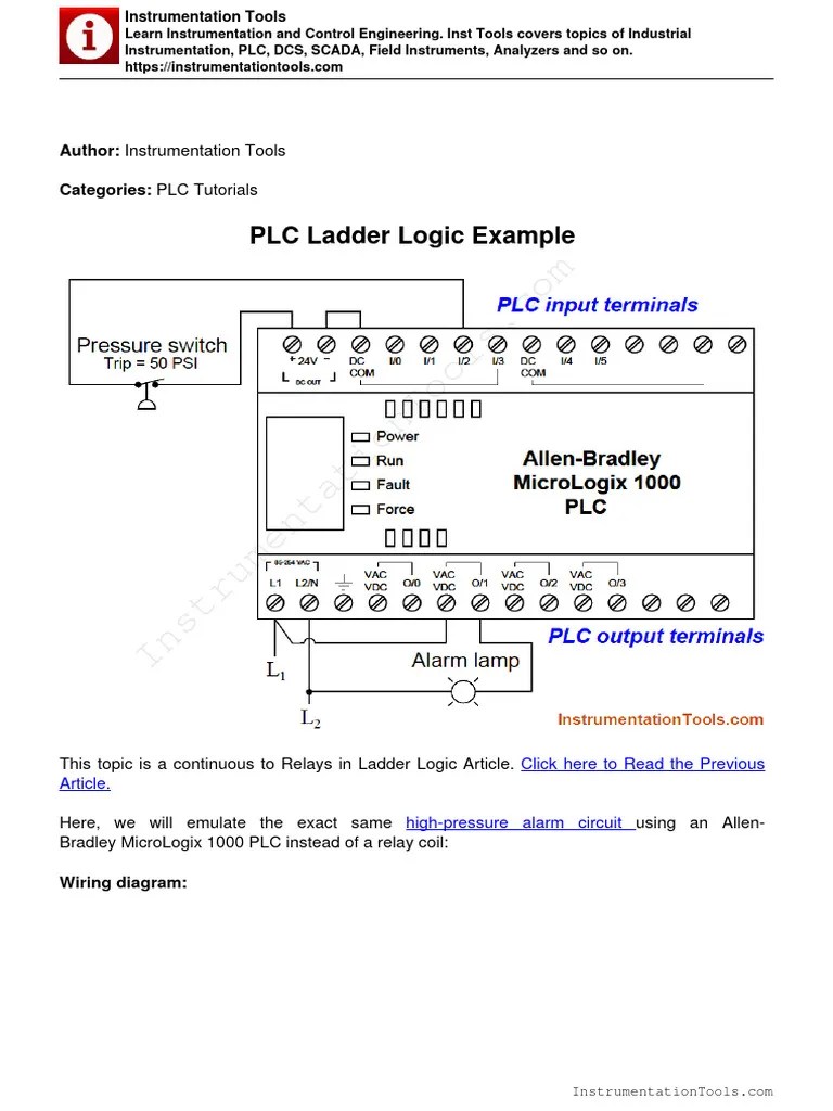 PLC Ladder Logic Example Program | PDF | Programmable Logic Controller ...