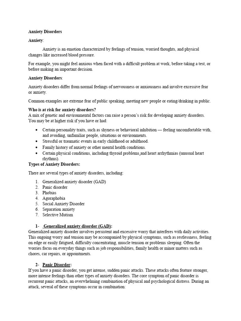 Anxiety Disorders | PDF