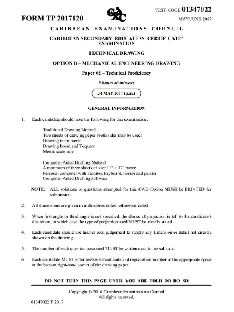 TECHNICAL DRAWING MECHANICAL 2017-19 | PDF
