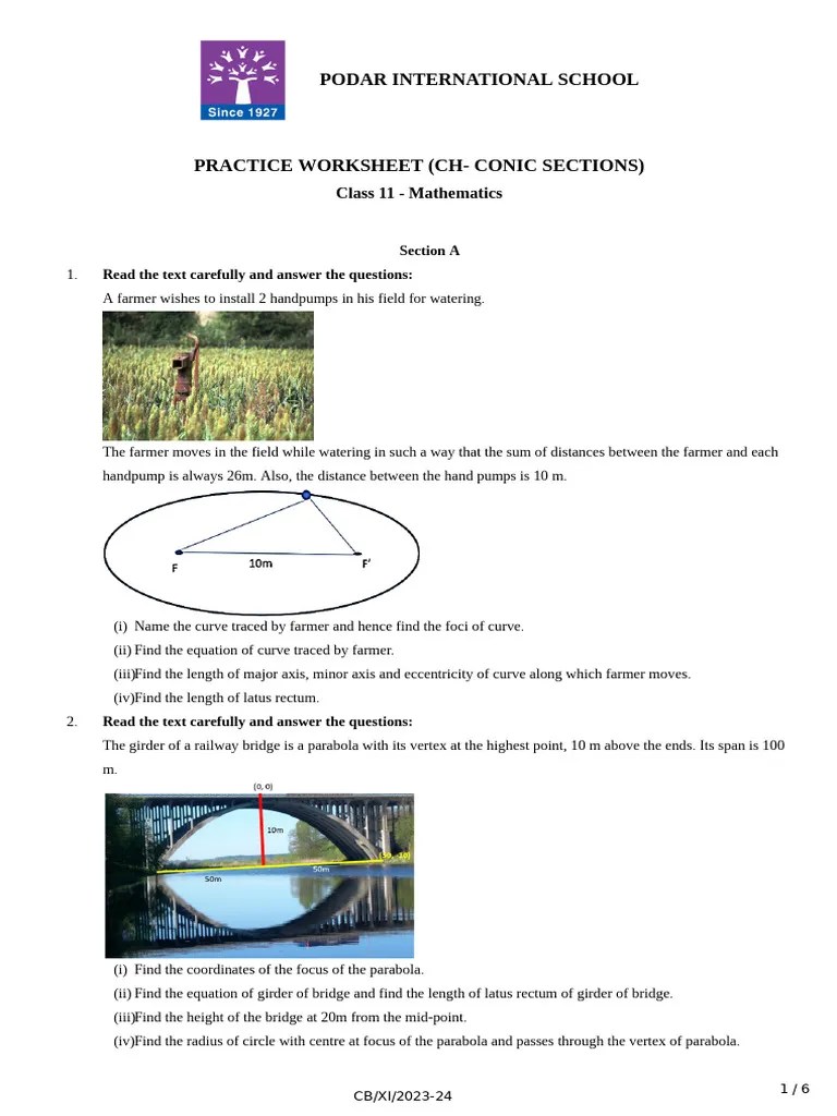 XI - Conic Sections - PW | PDF | Ellipse | Analytic Geometry