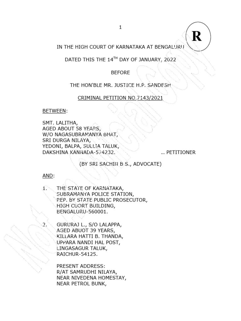 Karnataka Another Judge POCSO Case Victim Should Inform About Bail | PDF | Bail | Arrest