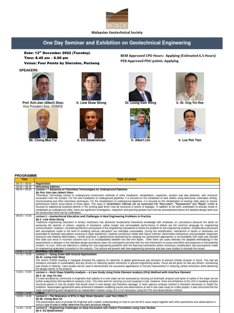 MGS Seminar And Exhibition On Geotechnical Engineering (13.12.2022 ...