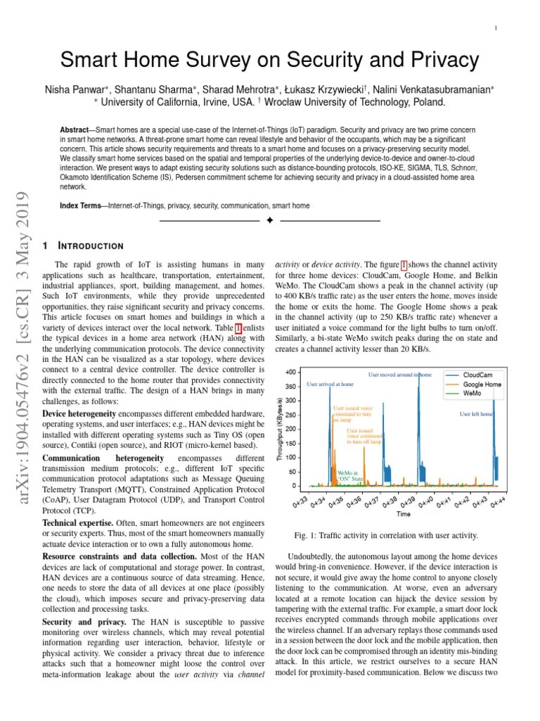 Smart Home Survey On Security And Privacy (Behaviour) | PDF | Internet ...