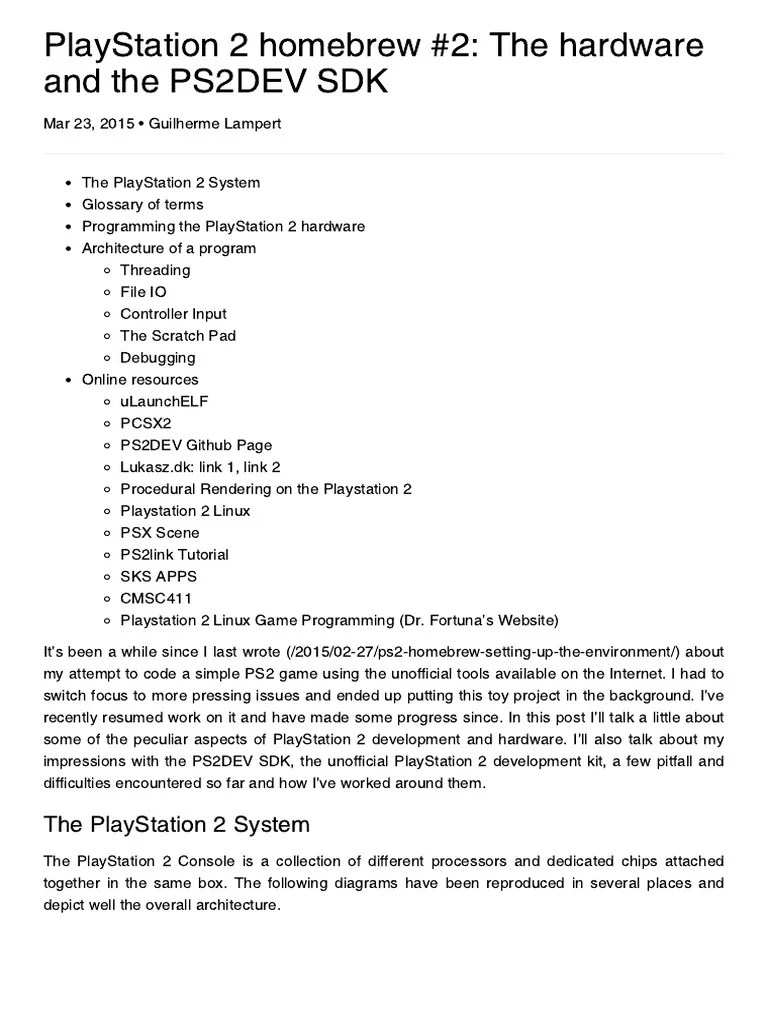 PlayStation 2 Homebrew #2 - The Hardware And The PS2DEV SDK | Download ...
