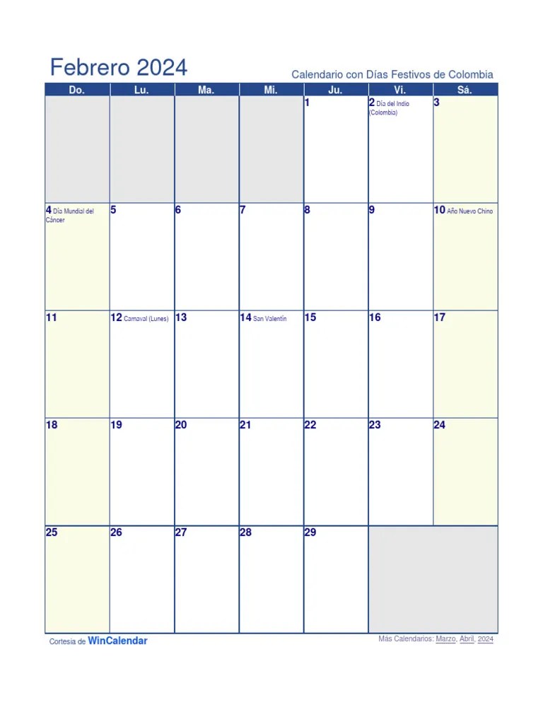 Calendario Febrero 2024 | PDF