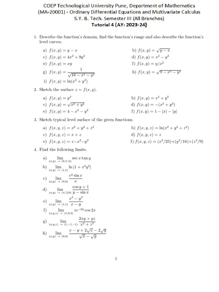 Tutorial 4 | PDF | Mathematical Analysis | Mathematics