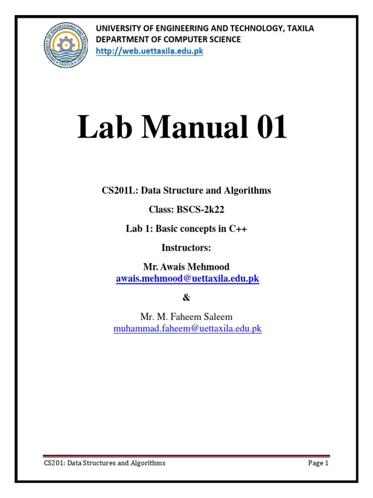 DSA - Lab1 Basic Concepts In C | PDF | C++ | Computer Program