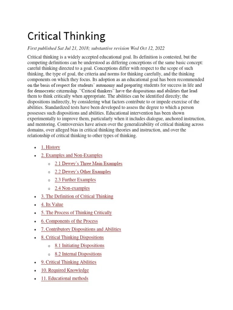Critical Thinking | PDF