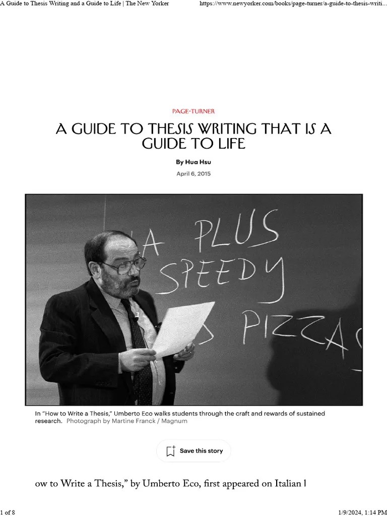 A Guide To Thesis Writing And A Guide To Life - The New Yorker | PDF ...